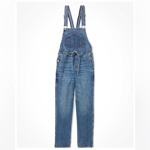 AMERICAN EAGLE 90’s BAGGY DENIM JEAN OVERALLS SIZE MEDIUM NWT - Picture 1 of 15